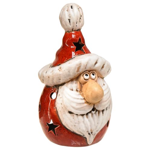 Accogliente lanterna di Babbo Natale in rosso - 18 cm - suggestiva decorazione natalizia