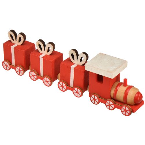 Trenino in legno con scatole regalo, rosso e bianco, set da 2, 18x3x4,5 cm - Decorazione natalizia