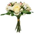 Floristik24 Bouquet decorativo di rose artificiali crema giallo rosa rose artificiali 29 cm 12 pezzi