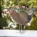 Floristik24 Vaso per fiori Pollo Uccello in metallo Rosé metallizzato 51×16×37cm