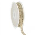 Floristik24 Nastro decorativo nastro per gioielli nastro in pizzo all&#39;uncinetto beige W12mm L20m