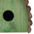 Floristik24 Casetta per uccelli decorativa da appendere con tetto rotondo in legno verde marrone 16,5×10×17 cm
