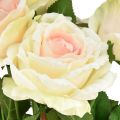 Floristik24 Rose artificiali Bouquet di fiori artificiali Rose Crema Rosa Pick 54 cm