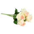 Floristik24 Rose artificiali Bouquet di fiori artificiali Rose Crema Rosa Pick 54 cm