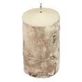Floristik24 Candela a colonna candela corteccia d&#39;albero decoro betulla crema 140/80mm