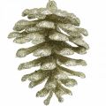 Floristik24 Ornamenti per l&#39;albero di Natale coni decorativi glitter champagne H7cm 6pz