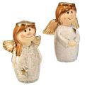 Floristik24 Incantevole coppia di angeli in ceramica in bianco crema con accenti dorati - 8,6 cm - Figure decorative celesti