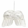 Floristik24 Ali d&#39;angelo realizzate con piume bianche – romantica decorazione natalizia da appendere 25×18 cm 3pz