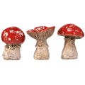 Floristik24 Incantevoli decorazioni di funghi velenosi in ceramica in set da 3 - rosso con pois bianchi, 8,6 cm - decorazione ideale per il giardino