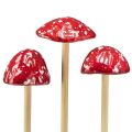 Floristik24 Funghi velenosi su bastoncino, rossi, 5,5 cm, set da 6 - funghi autunnali decorativi per il giardino e la casa