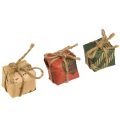 Floristik24 Mini set scatole regalo in carta, rosso-verde-naturale, 2,5x3 cm 18 pezzi - Decorazione natalizia