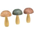 Floristik24 Funghi in legno funghi decorativi decorazione autunnale legno assortiti 11×7,5 cm 3 pz
