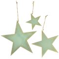 Floristik24 Stelle in legno per appendere la decorazione della finestra oro menta 12/20/26 cm set da 3