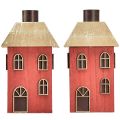 Floristik24 Portacandele casa portacandele in legno rosso H14,5 cm 2 pezzi