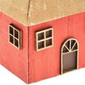 Floristik24 Portacandele Casa di Natale in legno rosso 9×9×11cm 2pz