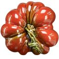 Floristik24 Zucca in ceramica lucida di colore rosso-arancio brillante con gambo verde - 21,5 cm - decorazione autunnale ideale