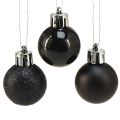 Floristik24 Mini Palline per Albero Plastica Infrangibile Nera Ø3cm 14pz