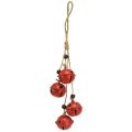 Floristik24 Gancio per campanelle Campane di Natale rosse 28 cm set di 2