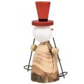 Floristik24 Pupazzo di neve figura decorativa in legno con cappello rosso naturale H20,5 cm
