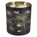 Floristik24 Elegante lanterna in vetro con design di fuochi d&#39;artificio - Confezione da 6 nere e dorate da 9 cm - Decorazione ideale per le occasioni festive